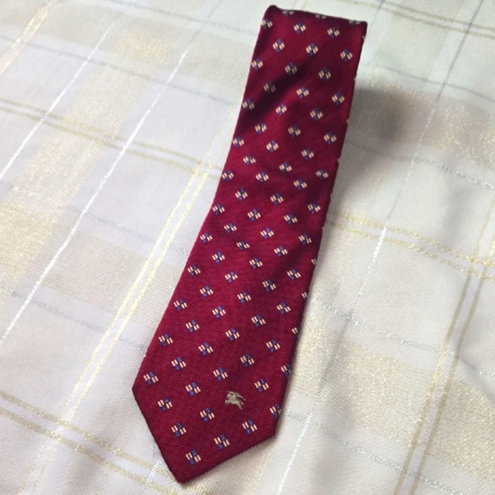 Burberry Red Geometric Silk Tie